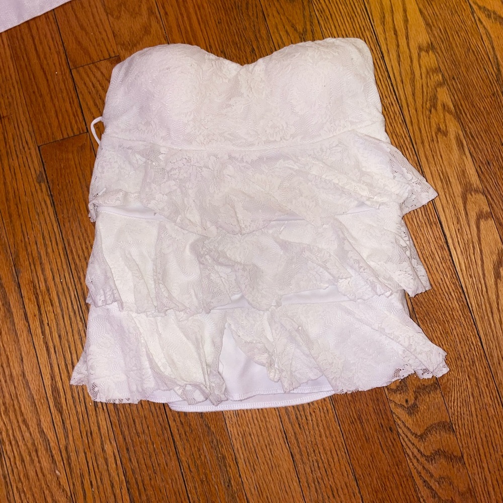 White Strapless Flowy Bra Top